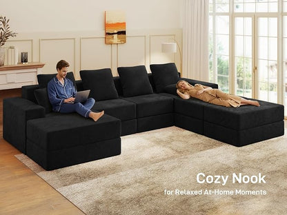 Living&Giving 128" U-Shaped Cloud Sectional Couch - Image 8