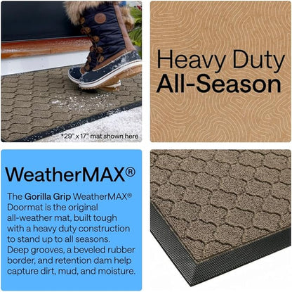 GORILLA GRIP 100% Waterproof All-Season WeatherMAX Doormat US Designed Natural - Image 3