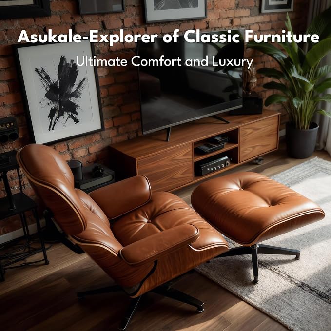 Top Grain Leather, Mid Century Chaise Lounge Chair and Ottoman, Reading Chair - Image 7