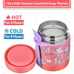 10oz Soup Thermo for Hot Food Kids,Lunch Thermo Kids Food Jar with Spoon Hot Insulated Food Containers,Leak Proof Stainless Steel Wide Mouth Lunch Food Thermo Jar for School(Pink-Unique Horse)