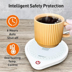 Electric Coffee Mug Warmers for Desk, 75℃ Precision Heating & Auto Shut Off, Spill-Proof Cup Warmer for Coffee/Tea/Milk/Hot Chocolate (White)