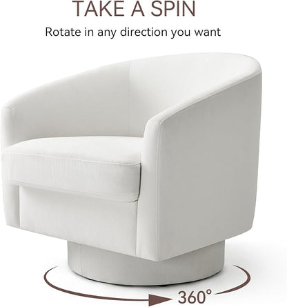 Swivel Barrel Accent Chairs Set of 2, Round Chenille Fabric Living Room Arm - Image 5