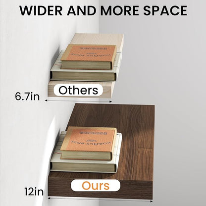 Walnut Floating Shelves 48Inch Long, 12 Inch Deep Floating Shelves - Image 5