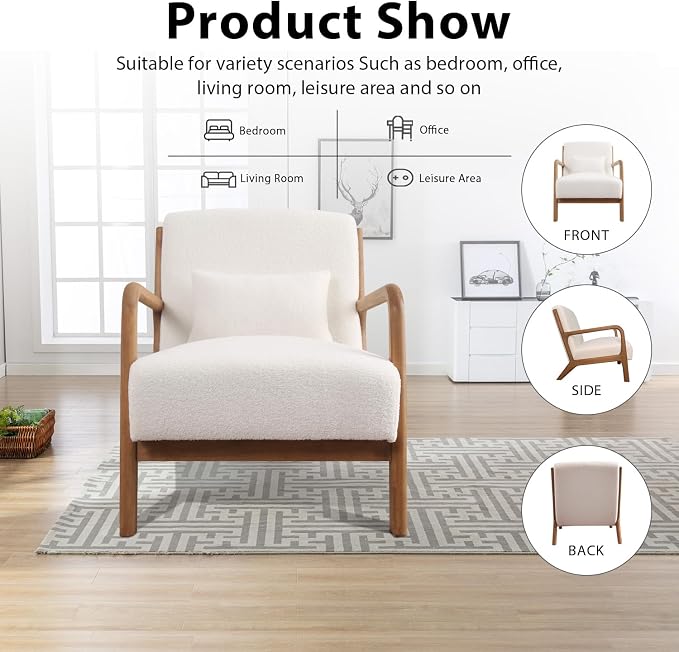 INZOY Mid Century Modern Accent Chair - Image 5