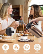 Thermal Coffee Carafe 70 oz - 36 Hour Hot (Fullness of Carafe) Carafes for Hot Liquids-Insulated Coffee Carafes For Keeping Hot/Cold Coffee, Tea, Water, Drink Dispenser for Parties(Gold)