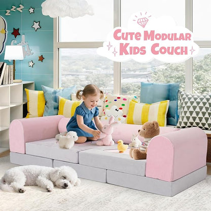 Modular Kids Play Sofa Multifunctional Kids Sofa Convertible Foam Floor Mat - Image 3