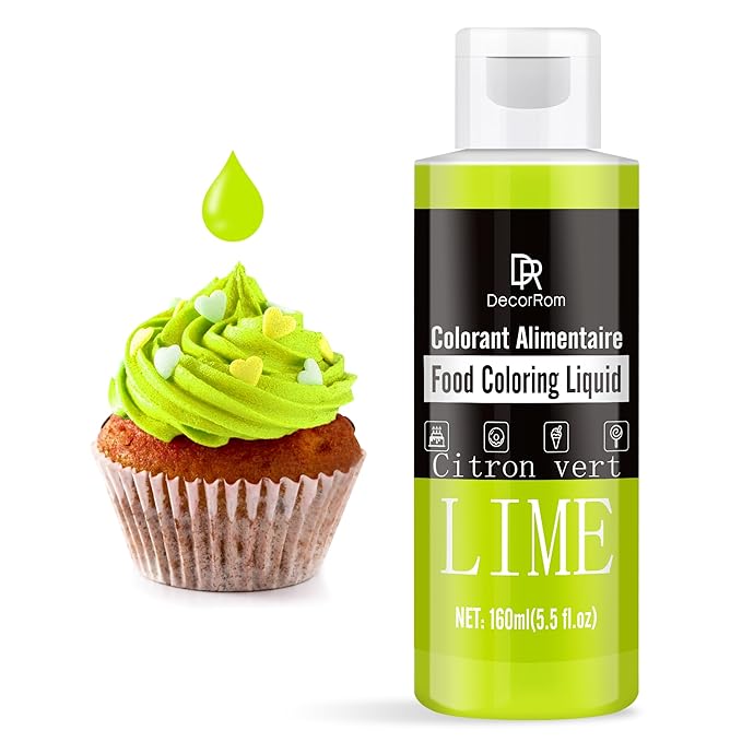 Food Coloring - Vibrant Liquid Icing Food Coloring Set for Baking, Cake Decorating, Easter Egg, Airbrush - Tasteless Food Color Dye for Fondant, Slime, DIY Crafts - 5.5 Fl.oz / 160ml Each (Lime)