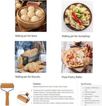 Small Rolling Pin, Wooden Dough Roller, Non-Stick Pizza Roller, T Type Rolling Pins for Kitchen Baking, Pizza Dough Press (3.8 * 7.5 inch)