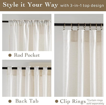 RYB HOME Linen Semi Sheer Curtains - Image 7