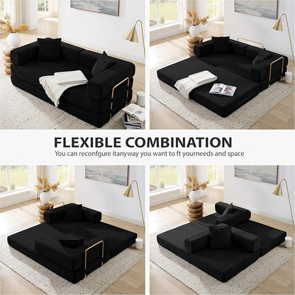 HANXIN 78 Inch Convertible Sleeper Sofa Bed, Folding Floor Mattress Couch - Image 5