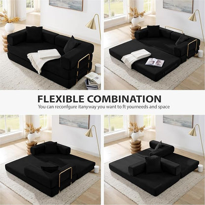 4-in-1 Folding Convertible Sofa Bed, 78 Inch Boneless Couch - Image 3