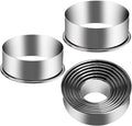 9 Pieces Stainless Steel Cookie Cutter Set Biscuit Plain Edge Round Cutters Metal Ring Baking Molds