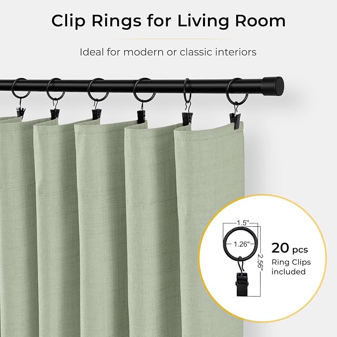 INOVADAY Sage Green Curtains 100% Blackout Curtains - Image 4