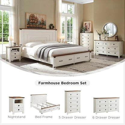 T4TREAM Farmhouse 5 Drawers Dresser Chests - Image 6
