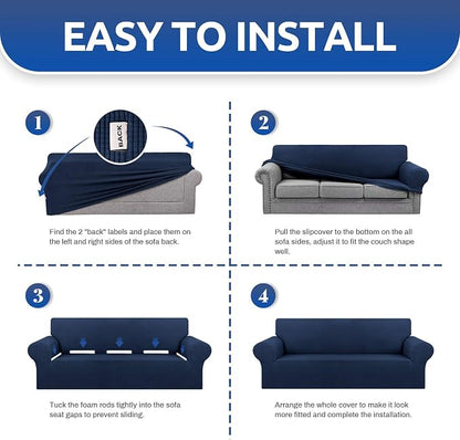 Stretch Couch Covers for Sofa, 3 Cushion Couch Slipcover, Elastic Bottom for - Image 6