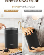 OUTPEAK Neo 2025 Auto Vacuum Coffee Canister, 0.75L for 8.8oz Coffee Beans, One-Button Operation, Small Airtight Coffee Canister with Scoop, Coffee Storage Container Clear Glass (Champion's Choice)
