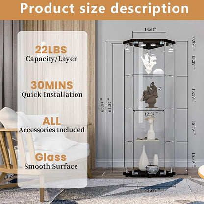 LFT HUIMEI2Y Glass Display Corner Cabinet 4-Shelf, Curio Cabinets Fast - Image 2