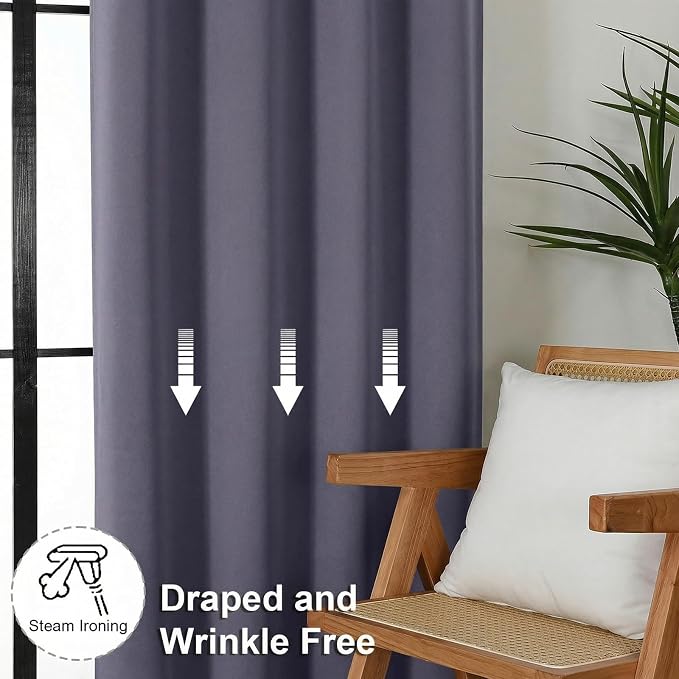 Simplebrand Ava Greyish Purple Short Blackout Curtains - Image 7