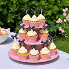 24Pcs Bow Cupcake Toppers - Black Bow Cake Topper Birthday Decorations, Bowknot Cupcake Picks for Coquette Bow Theme Party Decoration Bachelorette Bridal Engagement Wedding Baby Shower Party Decor