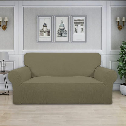 Easy-Going Stretch Oversized Loveseat Couch Covers Washable Khaki | 1-Piece - Image 2