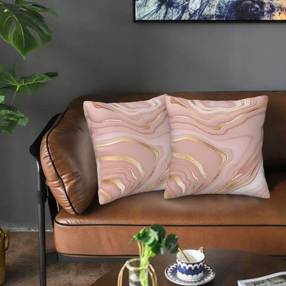 Pink and Gold Marble Throw Pillow Covers 18x18 Inch Set of 2, Abstract Art - Image 7