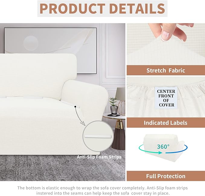 Easy-Going 100% Waterproof Loveseat Couch Cover Stretch Jacquard Sofa Cover | - Image 4