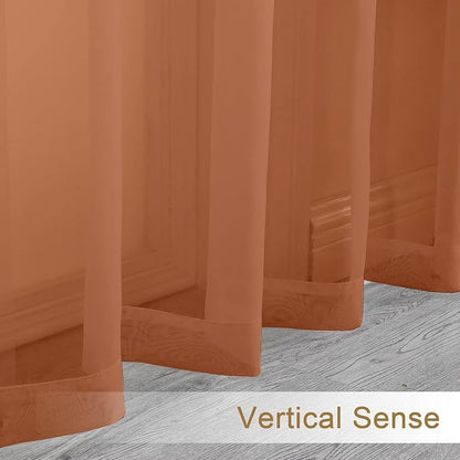Chyhomenyc Sheer Orange Tier Curtains 24 Inch Length, Small Window Curtains - Image 7