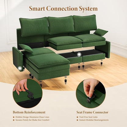 Vesgantti 108" Sectional Sleeper Sofa, 6-Seater Oversized Modular Cloud Couch - Image 5