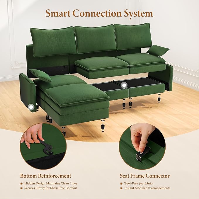 Vesgantti 108" Modular Sectional Sofa, Comfy Cloud Couch - Image 5