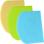 SURDOCA Dough Scraper Bench Scraper - 3P 4.7x3.7" Plastic Flexible Bowl Scraper, Sharp Edge & Angles Cake Scraper. Non-Slip Bakeware Decorating Tools Sculpting & Modeling Tools - Blue+Yellow+Green