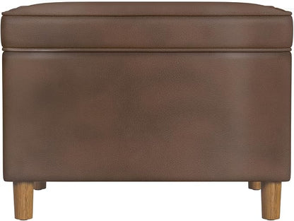 HomePop - Dinah 24" Storage Ottoman- Brown Faux Leather by HomePop