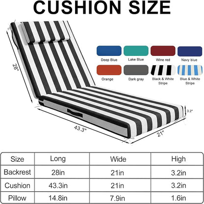 Outdoor Chaise Lounge Cushions, 71x21 Inch Olefin Water & Fade Resistant Pool - Image 3