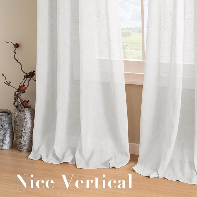 H.VERSAILTEX Linen Curtains Nickel Grommet Natural Linen Semi-Sheer Curtains 2 - Image 7