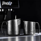 Bincoo Milk Frother Pitcher 750ml (25oz) - Stainless Steel Barista Milk Frothing Cup with Ice Crystals Design - Professional Espresso & Cappuccino Accessories for Coffee Machine,Latte Art