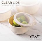 COOK WITH COLOR Prep Bowls with Lids- Wide and Deep Nesting Plastic Small Mixing Bowl Set with Lids, 12 Piece Set - Deep Bowls, Brown