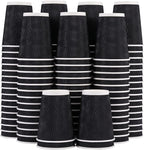 Lamosi 12 oz Disposable Coffee Cups - 120 Pack, Insulated Corrugated Paper Cups 12 oz, Kraft Ripple Wall Cups for Hot Beverage or Cold Drinks Office/Home/Party/Travel/Cafe (Black)