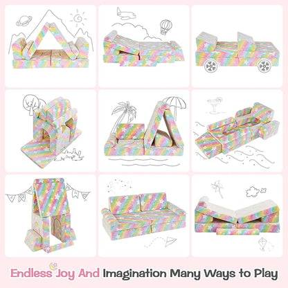 IFNOW Modular Kids Play Couch, Convertible & Washable Toddler Foam Couch Kids - Image 5