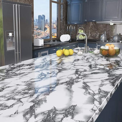 Livelynine 24 X394 Wide Marble Peel and Stick Wallpaper Kitchen Vinyl Wrap - Image 2