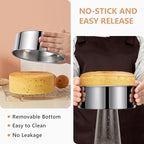 9 Inch Cake Pan, Removable Bottom & Easy Releasing, Leakproof & Nonstick Cake Baking Pan, 304 Stainless Steel Round Cake Pan, Non-Toxic & Healthy, Dishwasher Safe