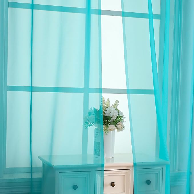2 Panels Sheer Curtains 108 Inches Long, Light Filtering Semi Transparent - Image 6