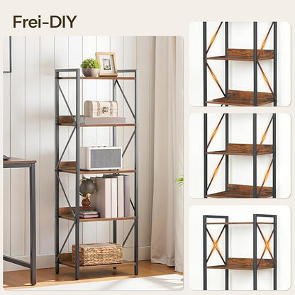 HOOBRO Bookshelf, 5-Tier Industrial Bookcase, Book Shelf Storage Organizer - Image 7