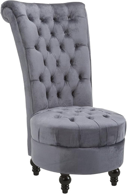 HOMCOM Retro High Back Armless Royal Accent Chair Fabric Upholstered Tufted Seat by HOMCOM