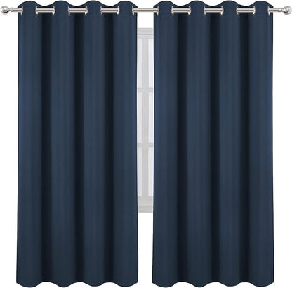 Navy Blue Blackout Curtains/52 x 72 Inch/Set of 2 Panels Room Darkening Curtains - Image 2