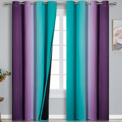 Ombre Teal and Purple Blackout Curtains by ESTELARTEXTILER