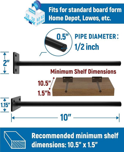 LEOPO 16-Pack 10 inch Floating Shelf Brackets, Hidden Shelf Bracket - Image 3
