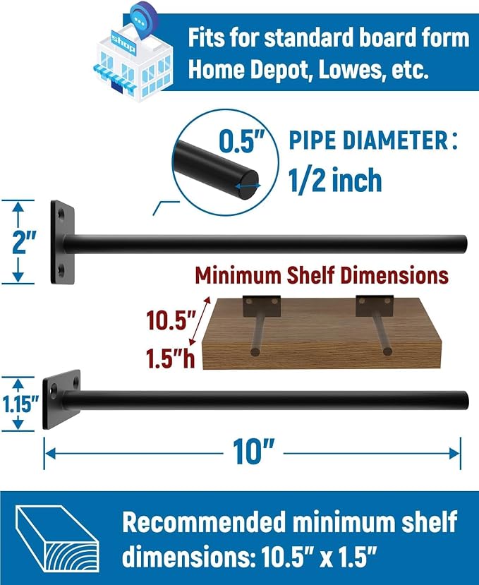 LEOPO 20-Pack 10 inch Floating Shelf Brackets, Hidden Shelf Bracket - Image 3