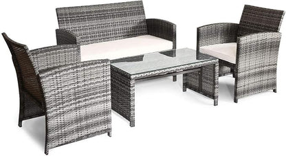 Tangkula 4 PCS Wicker Patio Conversation Set, Outdoor Rattan Sofas - Image 7