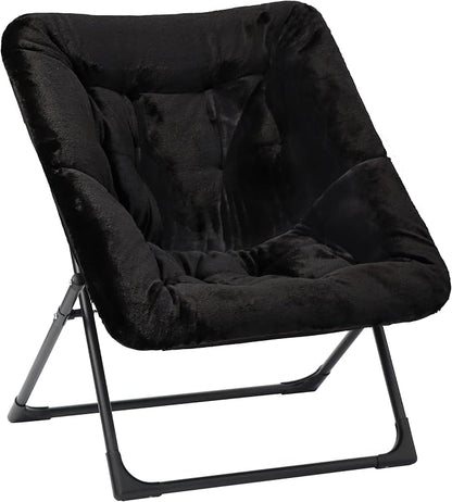 Comfy Saucer Chair for Adults, Soft Faux Fur Bedroom Chair, Accent Dorm Chairs by MordchilHF