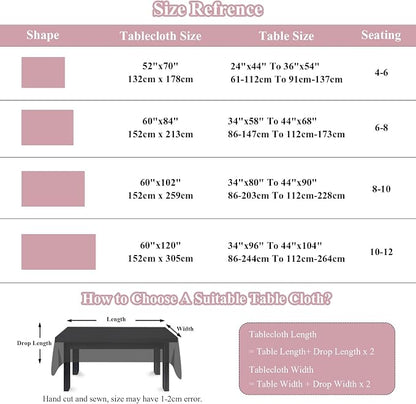 VClife White and Pink Print Table Cloth, Linen Texture Tablecloth - Image 2