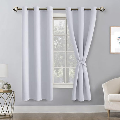 Room Darkening Curtains for Bedroom 2 Panels Greyish White, Energy Saving - Image 8